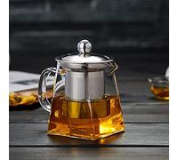 Glass Teapot 350 ml Teapot for One with Heat Resistant Stainless Steel Removable Loose Infuser Perfect for Tea and Coffee Stovetop Safe Tea Kettle Premium Quality Borosilicate Tea Pot (350ml)