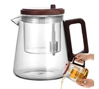 Glass Teapot - Inner Tank Water Separation Design, Heat Resistant Ergonomic Tea Maker, Modern Brewing Kettle | Visible Infuser Teapot for Living Room Restaurant Home Kitchen Office Loose Leaf Tea