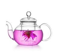 Glass Teapot - Isend Small Tea Pot Tea Strainer with Wire Coil Filter for Loose Leaf Tea and Blooming Tea (300ml)