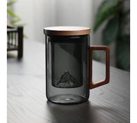 Glass Teapot Mug with Infuser & Lid, 500ml Heat-Resistant Borosilicate Glass, Loose Leaf Tea Maker,Unbreakable Tea Cup(Smoke Grey)