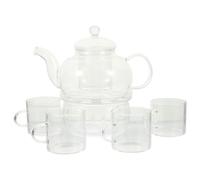 Glass Teapot Set with Filter and Cups Heat Resistant | Elegant Retro Look, Lightweight Brewing for Loose Leaf Tea and Herbal Infusions, Office Afternoons