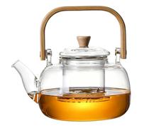 Glass Teapot with Infuser 1000ml/35oz Glass Kettle Stovetop with Bamboo Handle Blooming & Loose Leaf Tea Maker