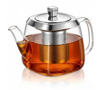 Glass Teapot with Infuser 1300ml - Large Borosilicate Tea Pot with Removable Stainless Steel Strainer for Loose Leaf Tea, Blooming Tea & Tea Bags - Stovetop Safe for Daily Brewing & Afternoon Tea