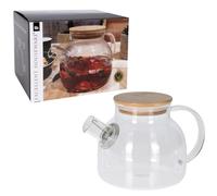 Glass Teapot with Infuser 1L Borosilicate Tea Pot with Stainless Steel Filter & Bamboo Lid Heat Resistant Loose Leaf Tea Maker Pitcher for Herbal Tea, Fruit Tea, Coffee & Hot or Cold Drinks