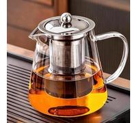 Glass Teapot with Infuser 750 ml Borosilicate 304 Stainless Steel Lid, Borosilicate Tea Pot for Loose Tea, Clear Leaf Teapot with Strainer Perfect for Tea and Coffee-Style 2