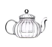 Glass Teapot With Infuser - Heat Resistant Pumpkin Shaped Tea Pot for Loose Leaf, Blooming and Fruit Tea - Removable Infuser, Pitcher for Home and Office