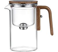 Glass Teapot with Pressure Infuser, Enchanted 2 in 1, Wooden Handle, Gift for Tea Lovers(720ML)