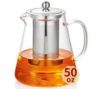 Glass Teapot with Stainless Infuser and Lid,1500ml/51oz Glass Tea Kettle,High Borosilicate Glass Teapot for Stovetop Safe,Glass Tea Pots for Loose and Blooming Teas,Tea Bag,Clear Glass Tea Infuser Pot