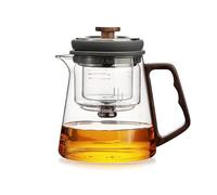 Glass Teapot with Wooden Handle, 500ml Lifting Rotating Teapot for Loose Tea, Magic Water Separation Design, Perfect for Herbal Infusions