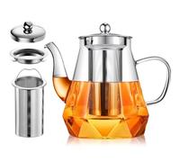 Glass Teapots with Infuser, STNTUS Tea Pot 1200ml, Clear Glass Teapot with Infuser for Loose Tea, Stovetop Safe Tea Pot with Stainless Steel Strainer for Blooming Tea, Tea Pots for 4-6 Cups