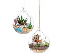 Glass Terrarium Globes 2Pcs 3.93inch Transparant Round Big Opening Hanging Terrarium Glass Glass Hanging Tealight Holders with Lanyard for Wedding Party Decoration