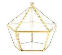 Glass Terrarium, Unique Geometric Succulent Planter, 6.3x6.3x5.9 In, Gold
