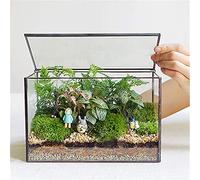 Glass Terrarium with Lid for Geometric Plants Terrarium Containers for Moss and Indoor Plants Table Top Rectangle Black 8.3" L x 4.7" W x 5.5" H