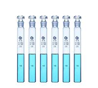 Glass Test Tube with Stopper and Marking Area Flat Bottom 10ml Borosilicate Glass Pack of 6 for Various Scientific Comparison Tests (10ml)