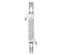 Glass Test Tubes, Condenser Pipe with Coiled Inner Tube 19/26 Ground Joint Borosilicate Glass 200mm Jacket/330mm Total 2.3 dm² Cooling Area