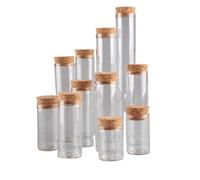 Glass Test Tubes with Cork Stoppers,Pack of 12 Glass Test Tubes with Cork Stopper 15-60ml for DIY Crafts(55ml)