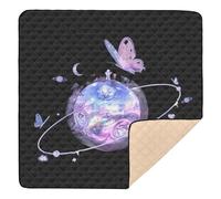 Glass Texture Purple Butterfly Planet Soft Foam Baby Playmat for Indoor Outdoor Washable Tummy Time & Crawling Mat for Babies Infants Toddlers, 50'' x 50''