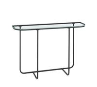 (Glass Top and Black Legs) Curved Entry Console Foyer Side Table Living Room