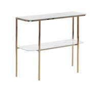 Glass Top Console Table Marble Effect White with Gold CALVERT
