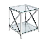 Side Table AUDET Tempered Glass Silver