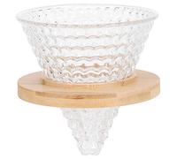 Glass Transmission Dripper, GlassCoffee Filter, Cone Glass Pour Over Coffee Dripper with Wood Stand, DripCoffee Maker Funnel Accessories for Home, Office (Transparent)