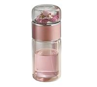 Glass Travel Bottle With Stainless Steel Tea Infuser - Double Wall Glass | Leakproof Infuser Bott-le For Loose Te-a And Flower Tea | Portable Bottle For Traveling And Home Use