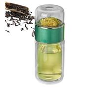 Glass Travel Bottle With Stainless Steel Tea Infuser - Double Wall Glass | Leakproof Infuser Bott-le For Loose Te-a And Flower Tea | Portable Bottle For Traveling And Home Use