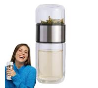 Glass Travel Bottle with Stainless Steel Tea Infuser - Double Wall Glass | Leakproof Infuser Bott-le for Loose Te-a and Flower Tea | Portable Bottle for Traveling and Home Use