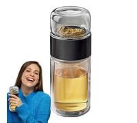 Glass Travel Bottle with Stainless Steel Tea Infuser - Double Wall Glass | Leakproof Infuser Bott-le for Loose Te-a and Flower Tea | Portable Bottle for Traveling and Home Use