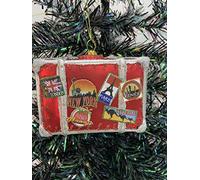 Glass travellers suitcase Christmas tree hanging item