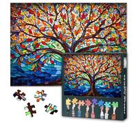 Glass Tree of Life Games Puzzles - 1000 Piece Jigsaw Puzzle for Adults Mosaic of the Tree of Life - Challenging Yet Relaxing Activity for Game Nights - Finished Size is 27.5" x 19.6"/70 * 50cm