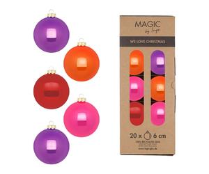 Glass Tree Set Ø 6cm, 20 Piece / Box, Colour Mix Party Time - Magic By