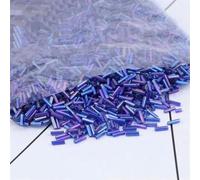 Glass Tube Beads | Color: Multicolor, Solid Black; Size: 2x6mm; Usage: DIY Jewelry Crafts(Ab Blue,2x6mm 100g)