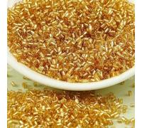 Glass Tube Beads, Spacer,720pcs 2mm Silver Core Czech Tubes DIY Material Stitch Embroidery Handmade Sewing Accessories(H22b Light Golden)