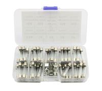 Glass Tube Fuse Set 6x30mm 72 Pcs 0.5A-30A Fast Blow 250V Includes 10 Fuse Holders, for Ideal for Automotive and Marine Applications
