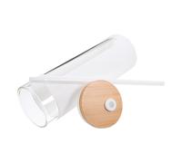 Glass Tumbler with Lid and Straw, 600ml Silicone Sleeve for Iced Coffee | High Borosilicate Design, Bamboo Lid, Smooth Surface, Suitable for Fruit Juice, Home Use or Commuting