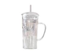 Glass Tumbler with Straw and Lid Iced Coffee Cup with Handles, 1 Pc ClearGlasses Cups with Lids and GlassStraws Drinking Glasses for Milk, Ice Water, Juice, Coffee, Soda,Cocktail,Cold or Hot Drinks