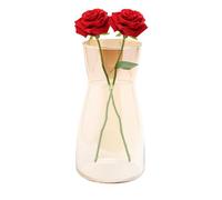 Glass Vase, 20CM / 7.87 Inch Flower Vase, Tulip Vases, Flowers Vases for Living Room, Modern Home & Table Decor (Amber)