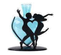 Glass Vase - Romantic Floral Bouquet Holder Set, Heart Shaped Glass Vase Ornament, Flower Vases With Dancing Couple Stand For Centerpieces For Home Living Room Kitchen Dining Bedroom Office Gardens