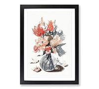 Glass Vase with Flowers by Johan Teyler Framed Print | A2 Black Framed Wall Art | Ready to Hang | Modern Floral Picture | Living Room Bedroom Lounge Office