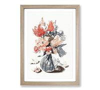 Glass Vase with Flowers by Johan Teyler Framed Print | A2 Oak Framed Wall Art | Ready to Hang | Modern Floral Picture | Living Room Bedroom Lounge Office