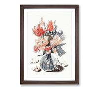 Glass Vase with Flowers by Johan Teyler Framed Print | A2 Walnut Framed Wall Art | Ready to Hang | Modern Floral Picture | Living Room Bedroom Lounge Office