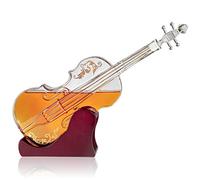Glass Violin Decanter, Mahogany Base - The Wine Savant 1000 ML Glass Decanter for Whiskey, Scotch, Spirits, Wine Or Vodka for Music Lovers