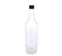 Glass Water Bottle, 1 Litre & Cap Juice Mineral Elderflower Cordial Sparkling (Black Cap, Pack of 30)