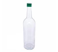 Glass Water Bottle, 1 Litre & Cap Juice Mineral Elderflower Cordial Sparkling (Green Cap, Pack of 15)