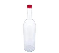 Glass Water Bottle, 1 Litre & Cap Juice Mineral Elderflower Cordial Sparkling (Red Cap, Pack of 6)