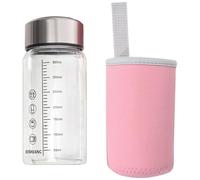 Glass Water Bottle 350ml Measuring Marking Portable Microwave Safe Graduated Water Bottle for Hot Day Drinks