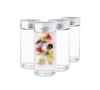 Glass Water Bottles - 4 Pack Wide Mouth Juice Bottles with Clear Lids for Juicing, Smoothies, Fruit Water, Teas, Beverage Storage (10 oz)