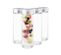 Glass Water Bottles - 4 Pack Wide Mouth Juice Bottles with Clear Lids for Juicing, Smoothies, Fruit Water, Teas, Beverage Storage - 16oz, Leakproof, Reusable, Borosilicate