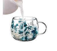 Glass Water Cups - Double Wall Heat Resistant Drinking Cup, Milk Cup, Tea and Coffee Cup with Dried Flowers | Drinking Cups, Coffee Mug, For Home, Living Room, Kitchen,